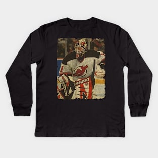 Jean Francois Damphousse, 2002 in New Jersey Devils (2.45 GAA) Kids Long Sleeve T-Shirt